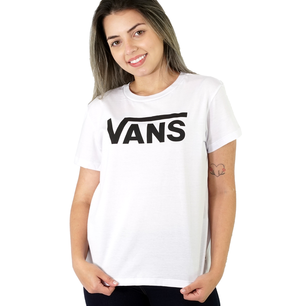 Camiseta Vans Feminina Flying V Crew Tee Branco V4702700680005